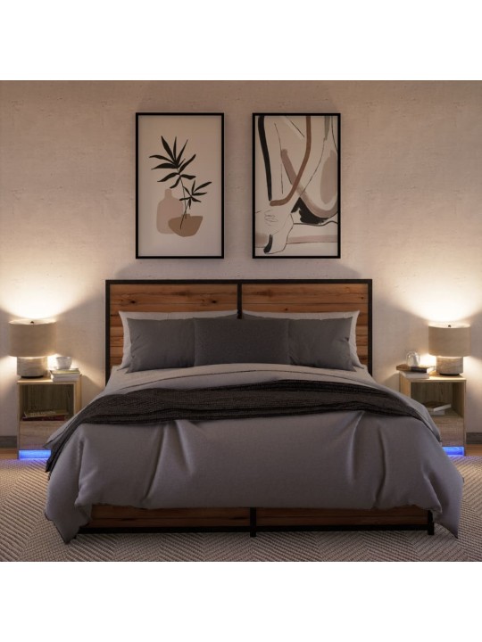 Noční stolky s LED osvětlením 2 ks dub sonoma kompozitní dřevo