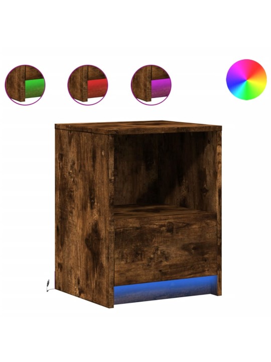 Noční stolky s led osvětlením 2 ks kouřový dub kompozitní dřevo