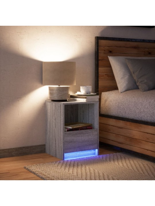 Noční stolky s led osvětlením 2 ks kouřový dub kompozitní dřevo