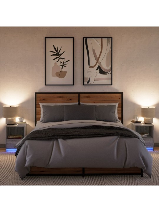 Noční stolky s led osvětlením 2 ks šedé sonoma kompozitní dřevo