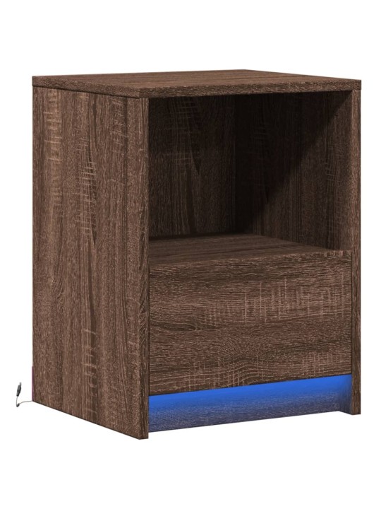 Noční stolek s led osvětlením hnědý dub kompozitní dřevo