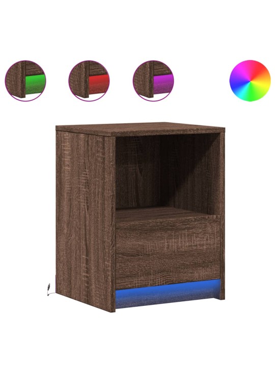Noční stolky s led osvětlením 2 ks hnědý dub kompozitní dřevo