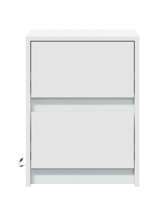 Noční stolek s LED osvětlením bílý kompozitní dřevo