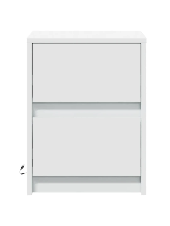 Noční stolek s LED osvětlením bílý kompozitní dřevo