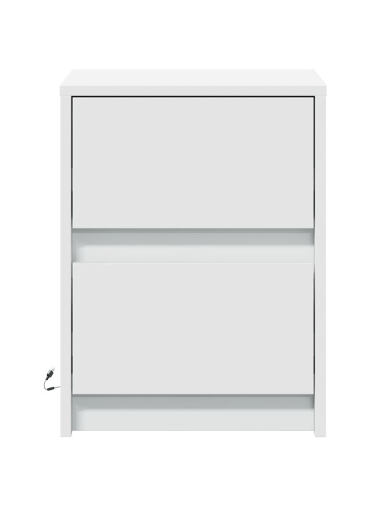 Noční stolky s LED osvětlením 2 ks bílé kompozitní dřevo