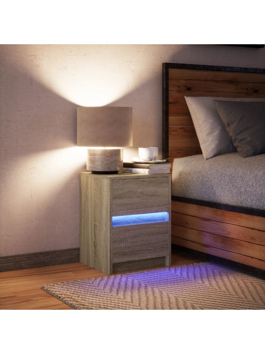 Noční stolek s LED osvětlením dub sonoma kompozitní dřevo