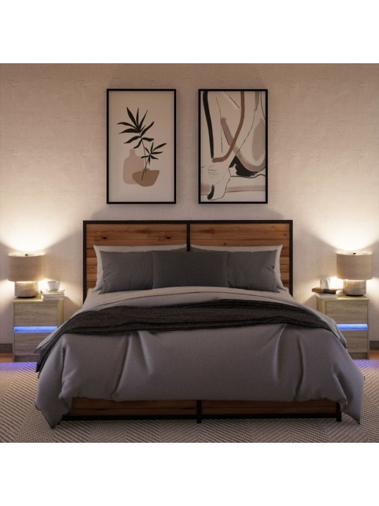 Noční stolky s LED osvětlením 2 ks dub sonoma kompozitní dřevo