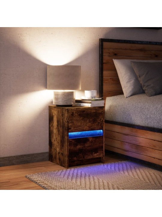 Noční stolek s led osvětlením kouřový dub kompozitní dřevo