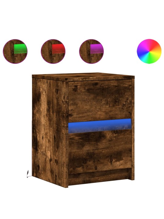 Noční stolky s led osvětlením 2 ks kouřový dub kompozitní dřevo