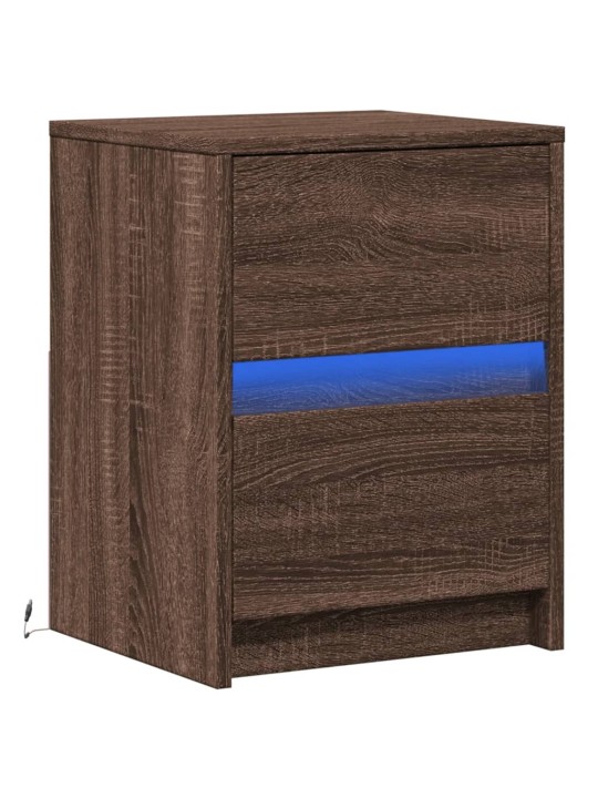 Noční stolek s led osvětlením hnědý dub kompozitní dřevo
