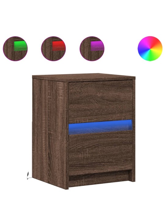Noční stolky s led osvětlením 2 ks hnědý dub kompozitní dřevo