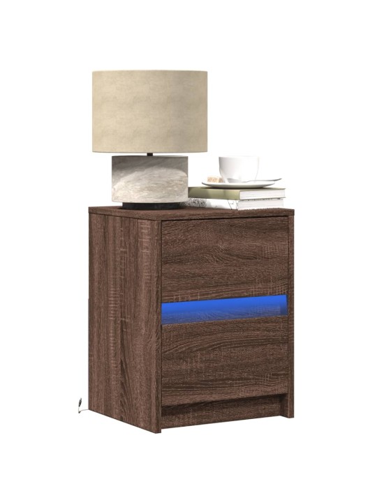 Noční stolky s led osvětlením 2 ks hnědý dub kompozitní dřevo