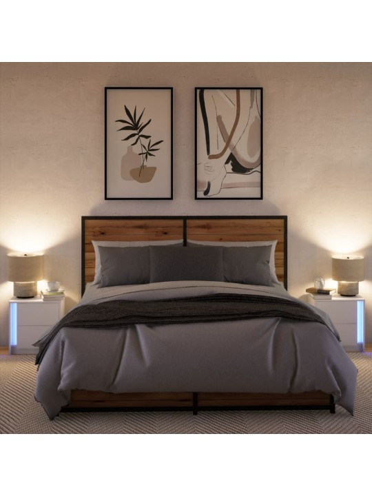 Noční stolky s LED osvětlením 2 ks bílé kompozitní dřevo