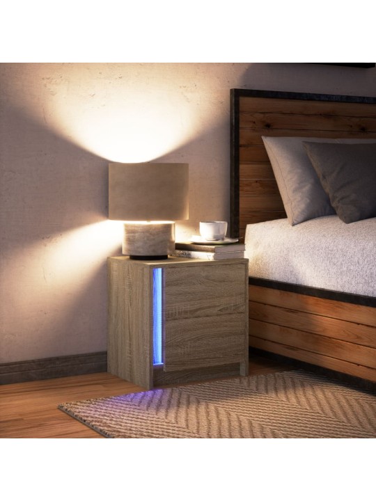 Noční stolek s LED osvětlením dub sonoma kompozitní dřevo