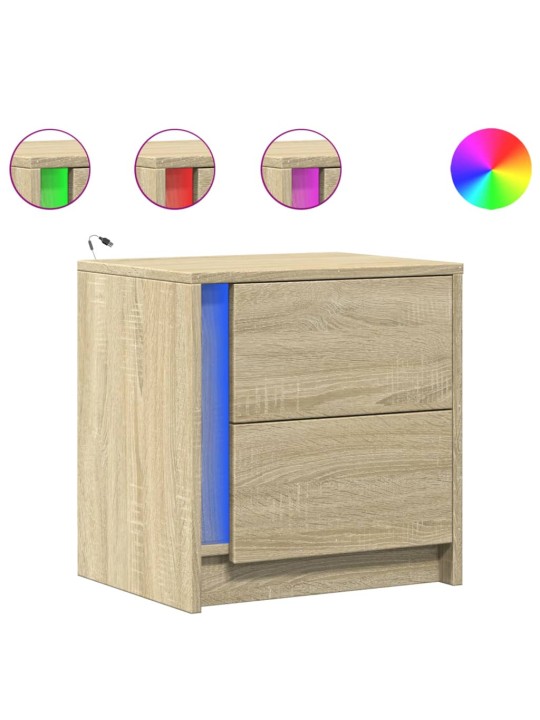 Noční stolky s LED osvětlením 2 ks dub sonoma kompozitní dřevo