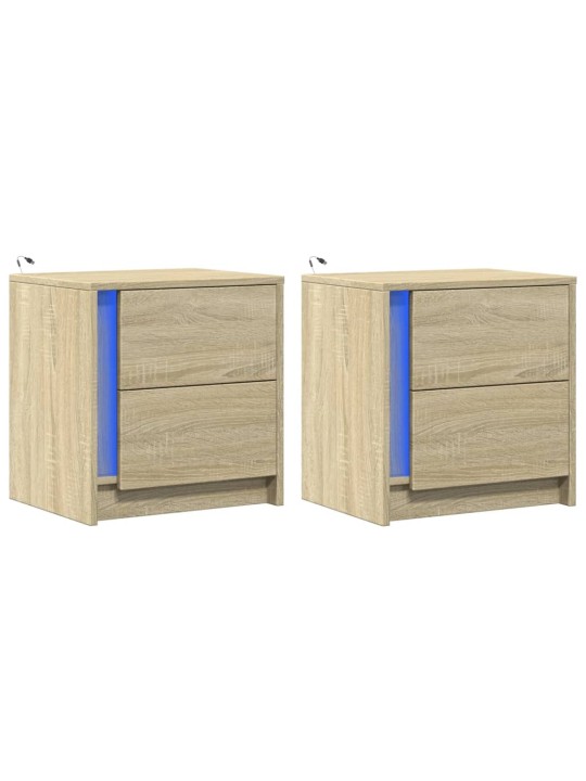 Noční stolky s LED osvětlením 2 ks dub sonoma kompozitní dřevo
