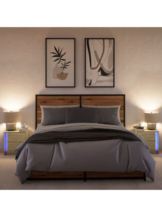 Noční stolky s LED osvětlením 2 ks dub sonoma kompozitní dřevo
