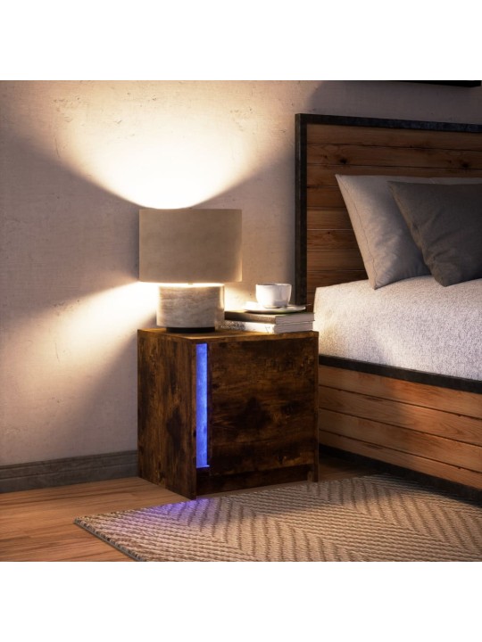 Noční stolek s led osvětlením kouřový dub kompozitní dřevo