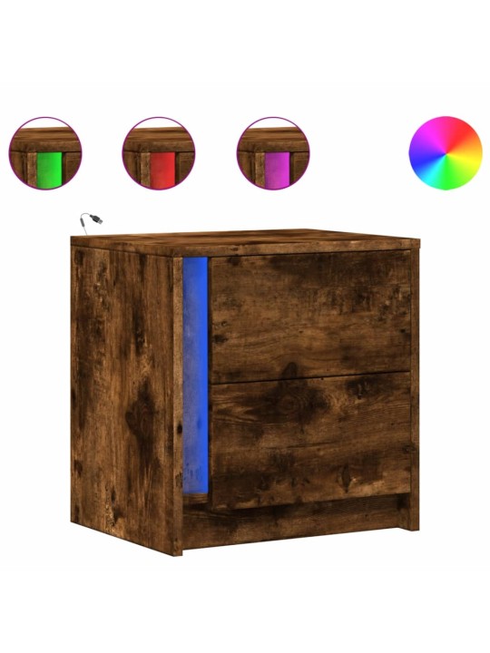 Noční stolky s led osvětlením 2 ks kouřový dub kompozitní dřevo
