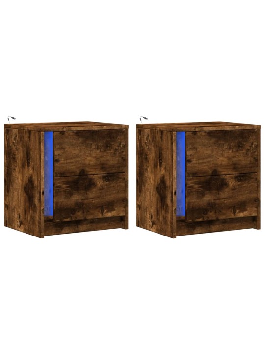 Noční stolky s led osvětlením 2 ks kouřový dub kompozitní dřevo