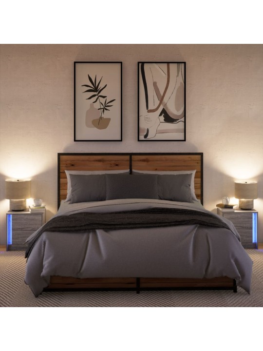 Noční stolky s led osvětlením 2 ks šedé sonoma kompozitní dřevo
