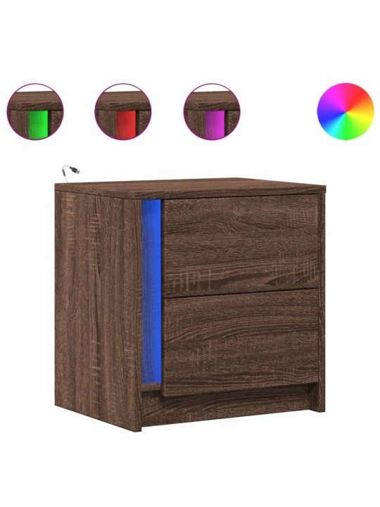 Noční stolky s led osvětlením 2 ks hnědý dub kompozitní dřevo