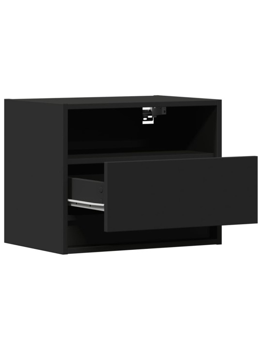 Nástěnný noční stolek s LED osvětlením černý