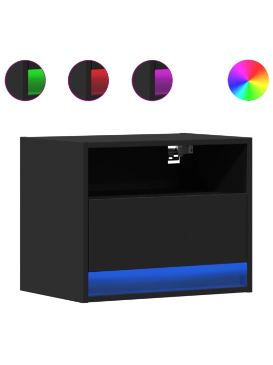 Nástěnné noční stolky s LED osvětlením 2 ks černé