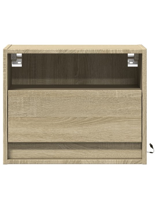 Nástěnný noční stolek s LED osvětlením dub sonoma