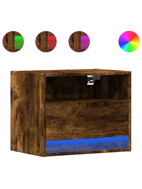 Nástěnné noční stolky s led osvětlením 2 ks kouřový dub