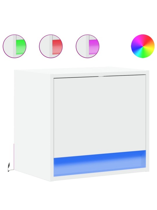 Nástěnný noční stolek s LED osvětlením bílý
