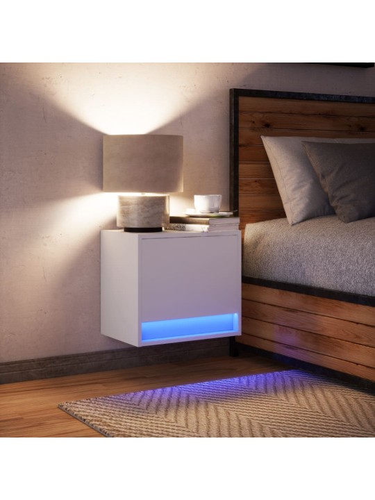 Nástěnný noční stolek s LED osvětlením bílý