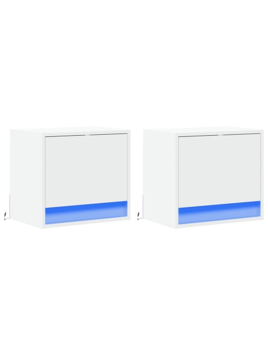 Nástěnné noční stolky s LED osvětlením 2 ks bílé