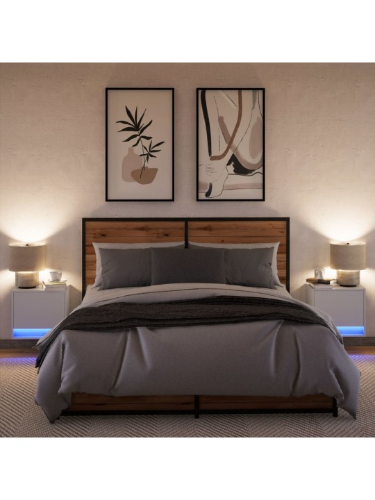 Nástěnné noční stolky s LED osvětlením 2 ks bílé