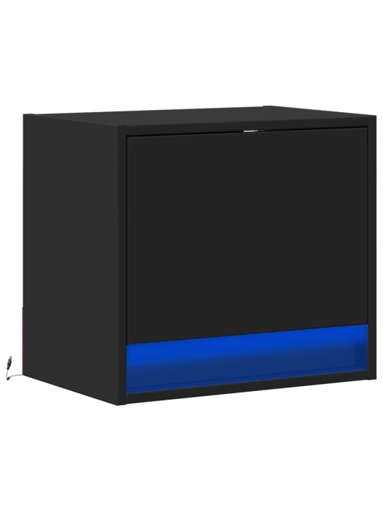Nástěnný noční stolek s LED osvětlením černý
