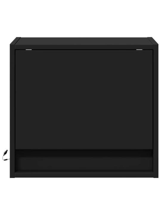 Nástěnný noční stolek s LED osvětlením černý