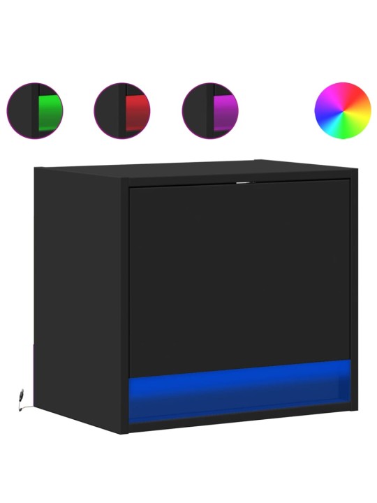 Nástěnné noční stolky s LED osvětlením 2 ks černé