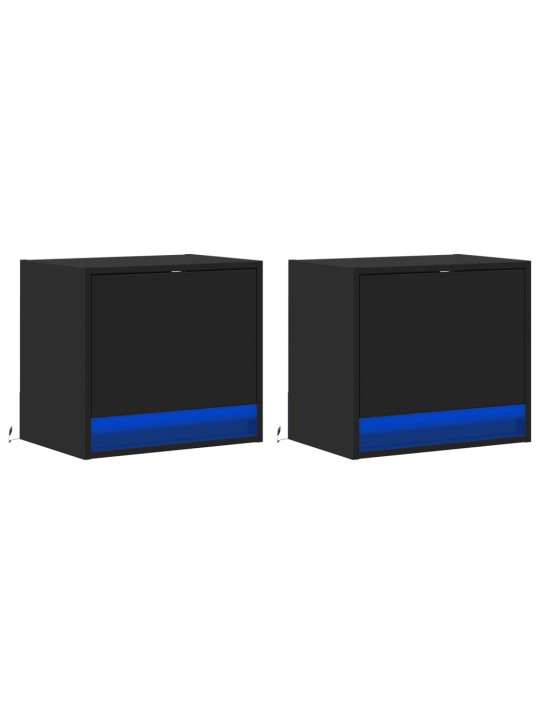 Nástěnné noční stolky s LED osvětlením 2 ks černé