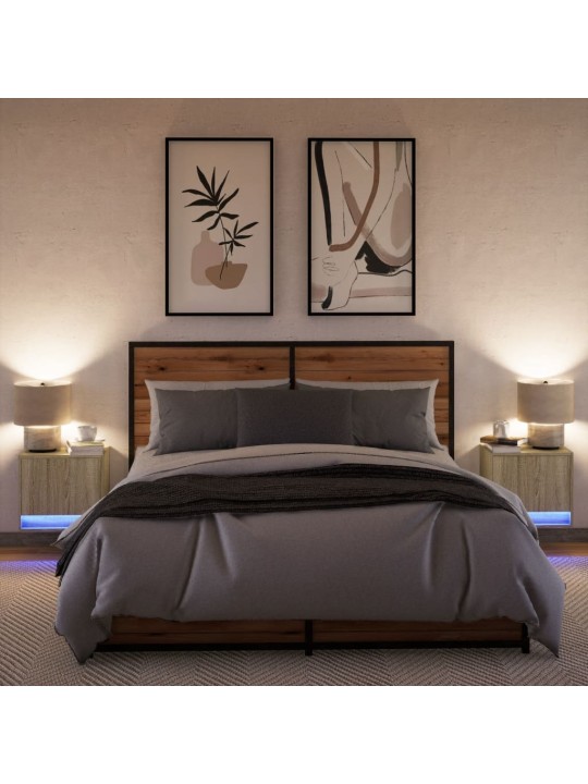 Nástěnné noční stolky s LED osvětlením 2 ks dub sonoma