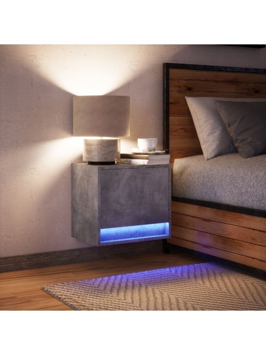 Nástěnný noční stolek s LED osvětlením betonově šedý