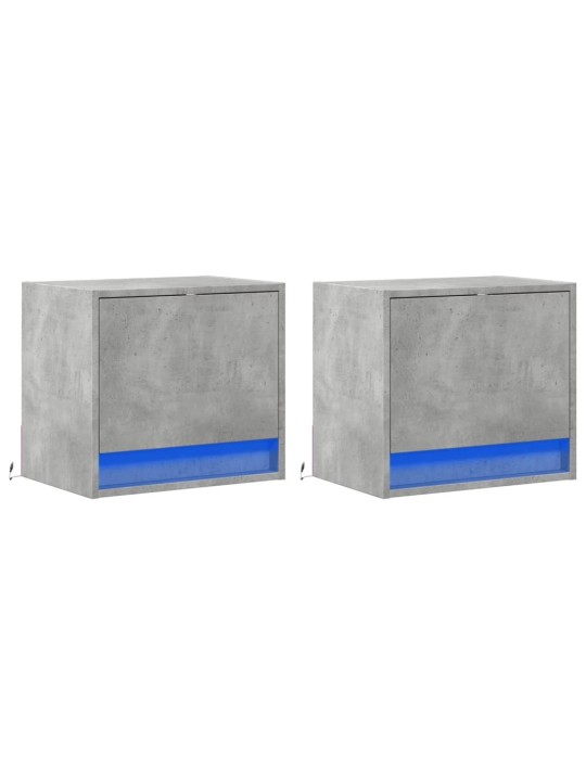 Nástěnné noční stolky s LED osvětlením 2 ks betonově šedé
