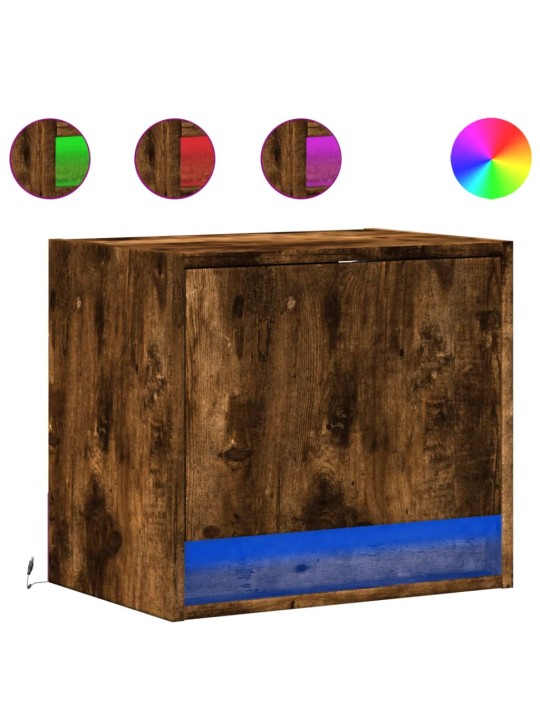 Nástěnné noční stolky s led osvětlením 2 ks kouřový dub