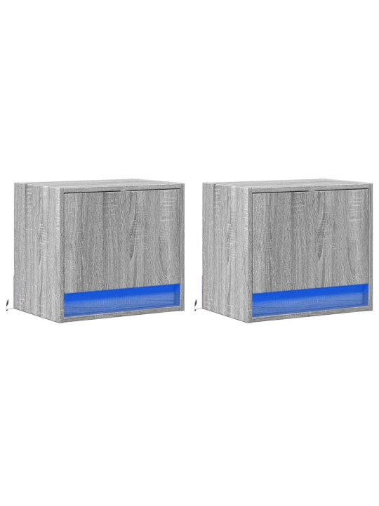 Nástěnné noční stolky s led osvětlením 2 ks šedé sonoma
