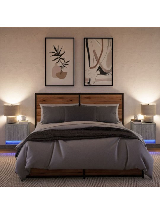 Nástěnné noční stolky s led osvětlením 2 ks šedé sonoma