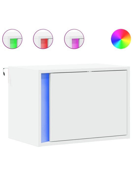 Nástěnný noční stolek s LED osvětlením bílý