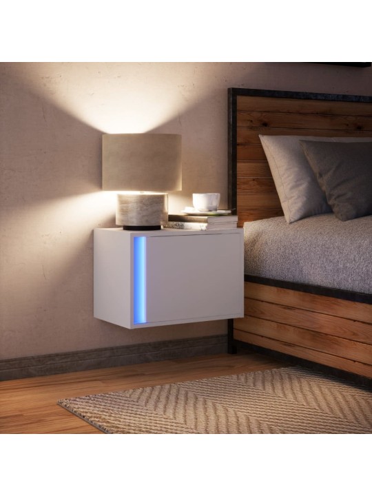 Nástěnný noční stolek s LED osvětlením bílý