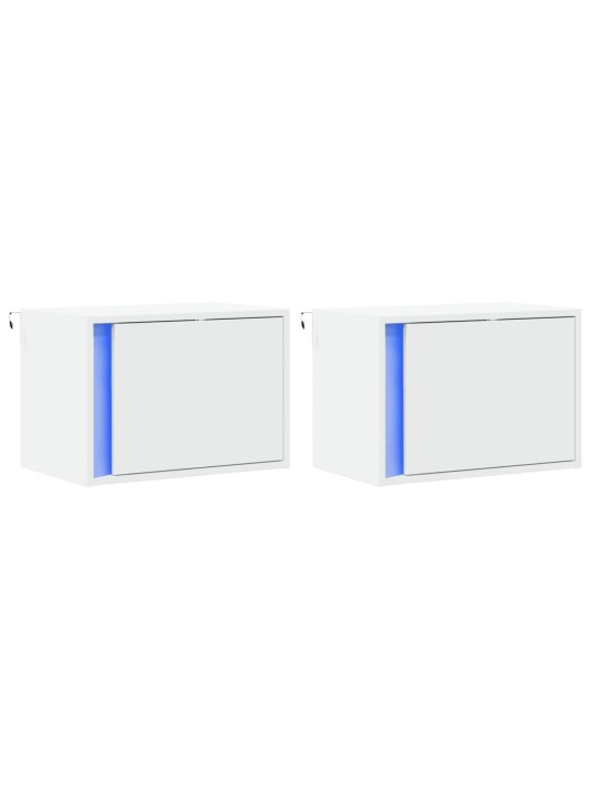 Nástěnné noční stolky s LED osvětlením 2 ks bílé