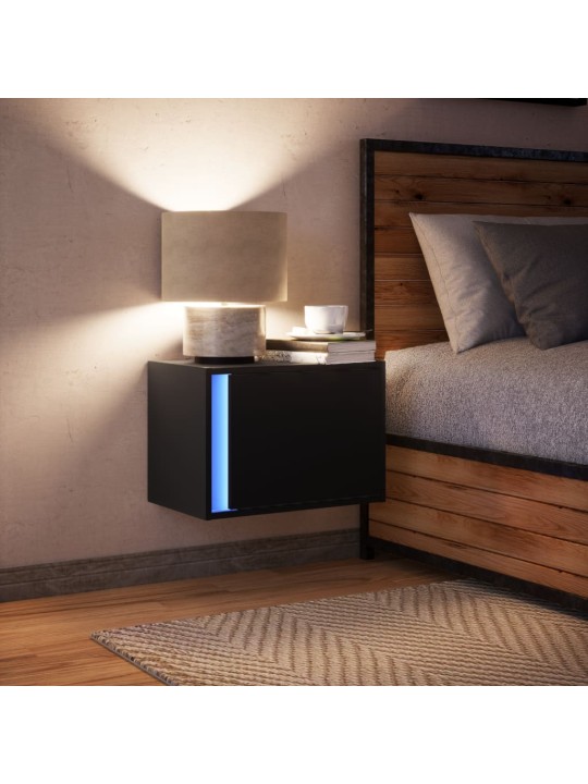 Nástěnný noční stolek s LED osvětlením černý