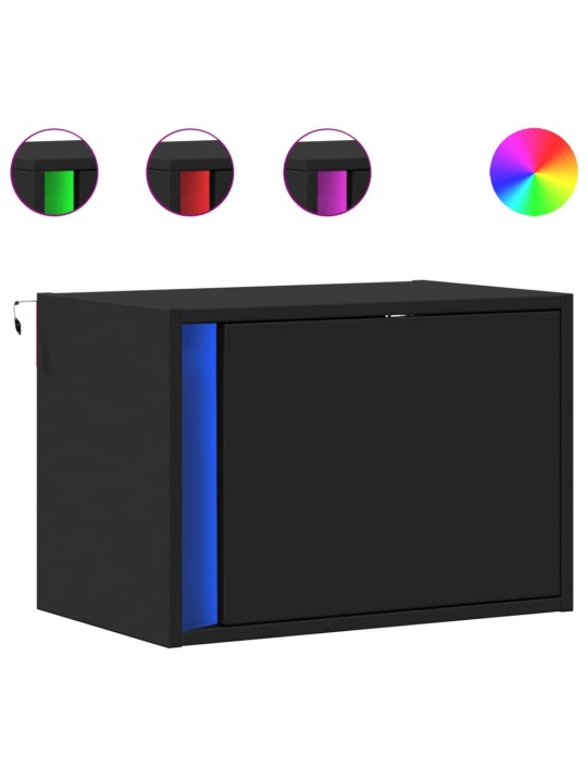 Nástěnné noční stolky s LED osvětlením 2 ks černé