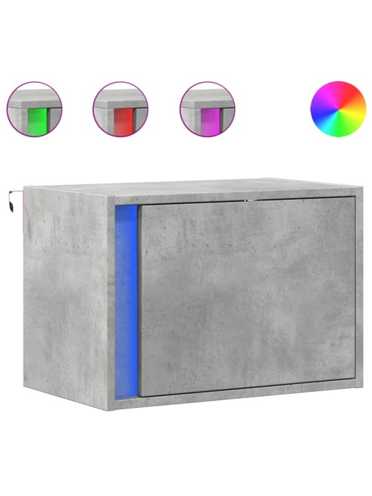 Nástěnné noční stolky s LED osvětlením 2 ks betonově šedé